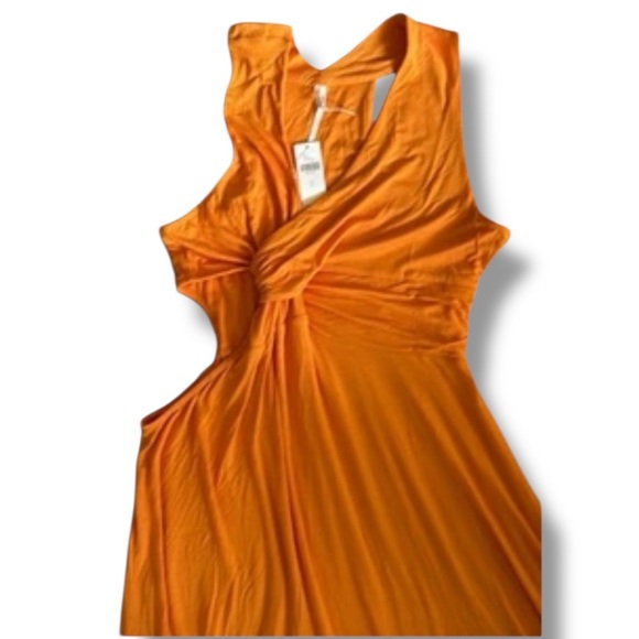 NWT By Anthropologie Asymmetrical Halter Orange Mini Dress Size Large - Picture 10 of 15